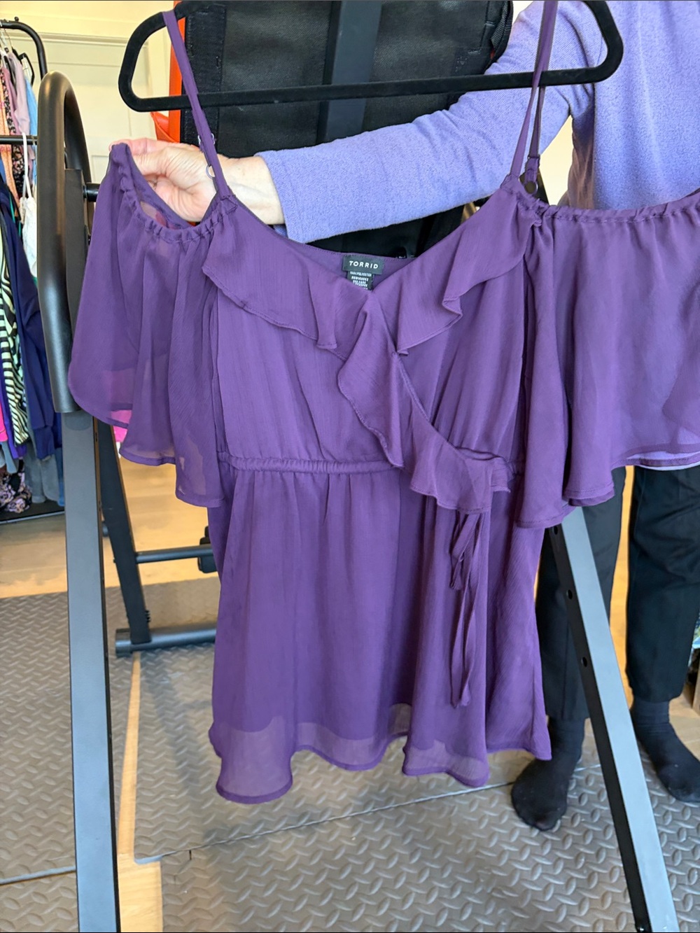 torrid Plum Ruffle Cold-Shoulder Camisole